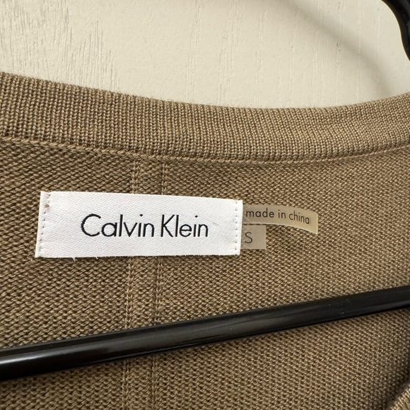 Calvin Klein Olive Green Knit Dress Size Small Cute Detail - Picture 3 of 8